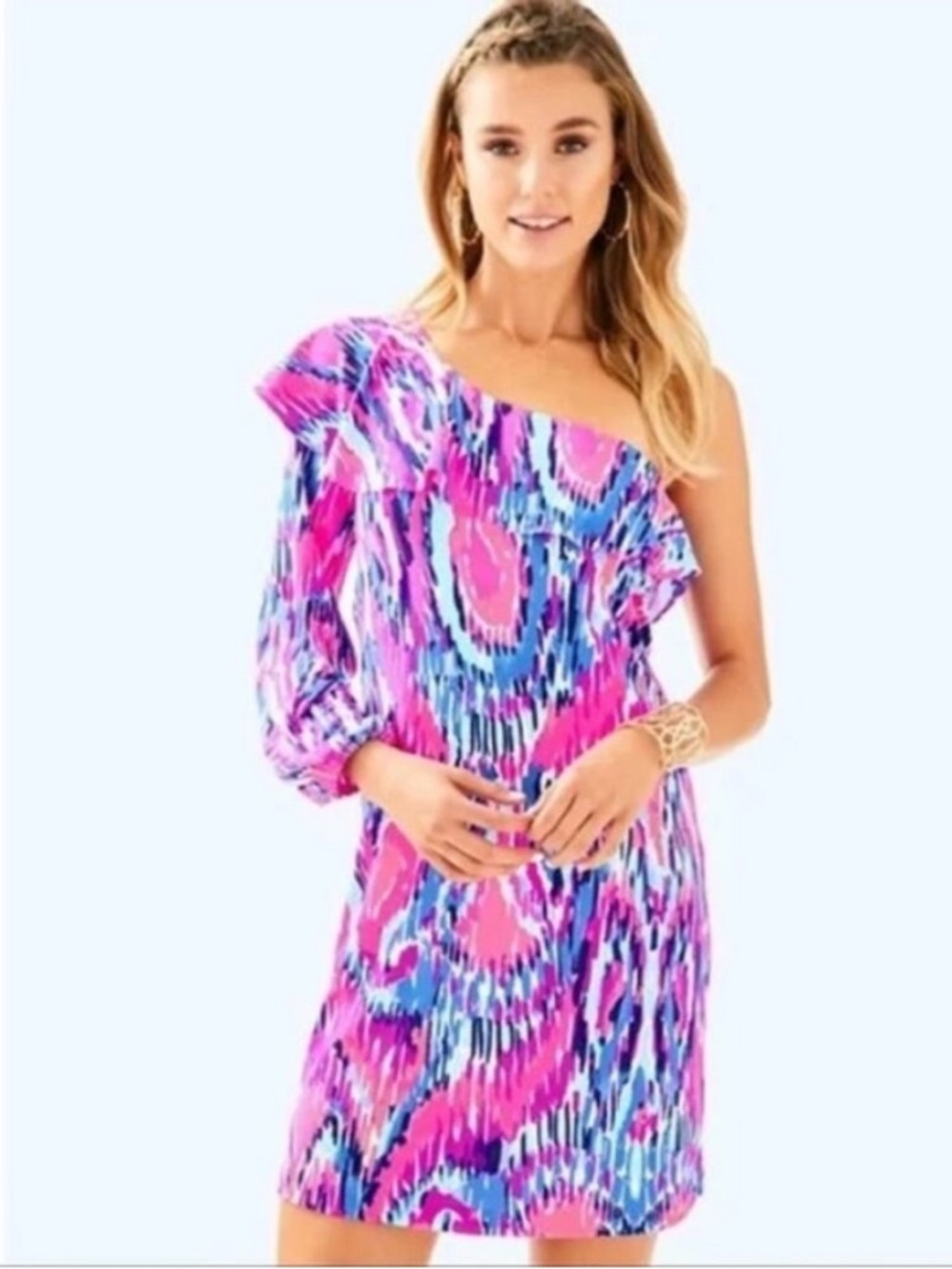 LILLY PULITZER, Amante Silk Jersey Dress Free Spirit, Size XS